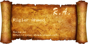 Rigler Ahmed névjegykártya